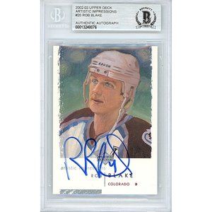 Rob Blake Signed Avalanche 2002-03 Upper Deck Hockey Card Beckett Slab Autograph